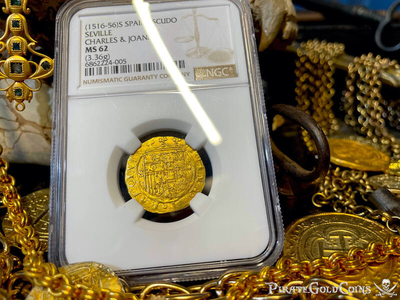 Spain 1 Escudo 1516-56 "Charles & Joanna" NGC 62 4