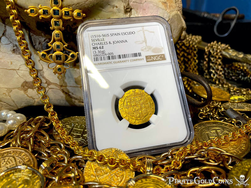 Spain 1 Escudo 1516-56 "Charles & Joanna" NGC 62 5