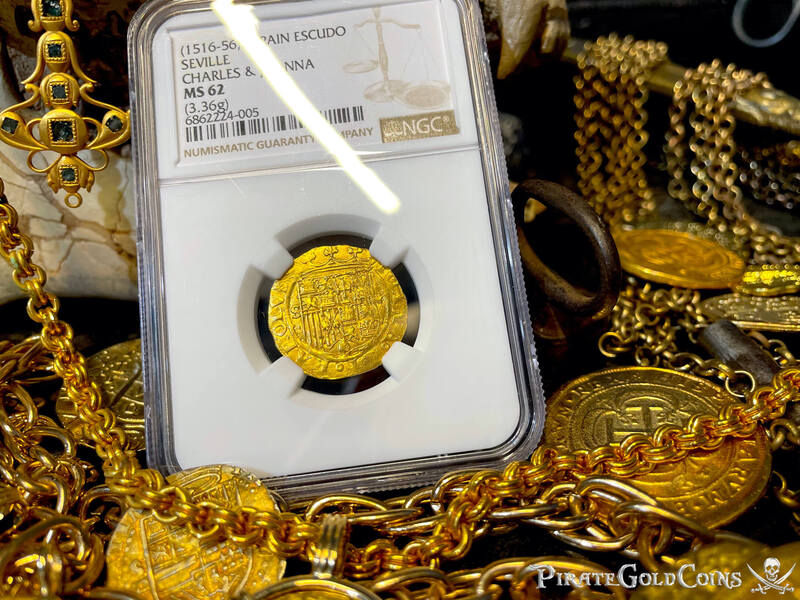 Spain 1 Escudo 1516-56 "Charles & Joanna" NGC 62 8