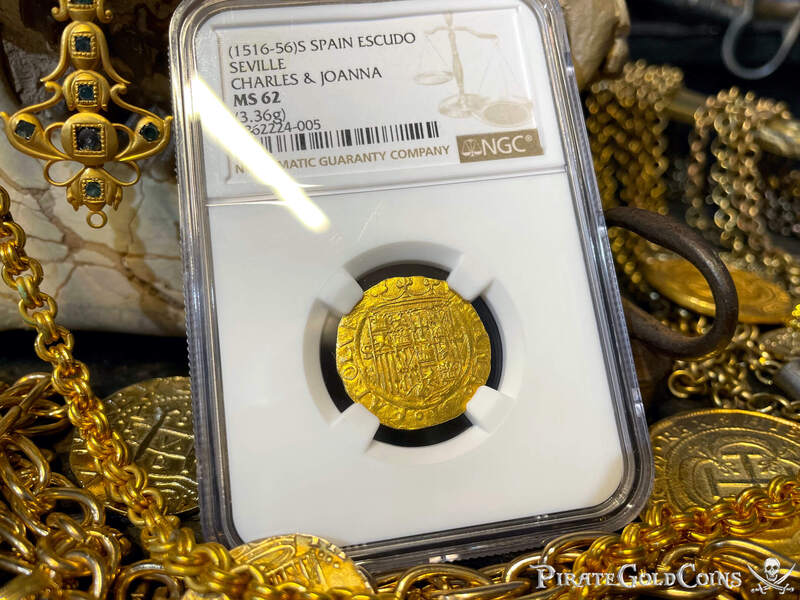 Spain 1 Escudo 1516-56 "Charles & Joanna" NGC 62 10