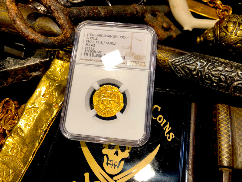 Spain 1 Escudo 1516-56 "Mint State Carlos & Johanna" NGC 62 3