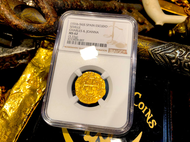 Spain 1 Escudo 1516-56 "Mint State Carlos & Johanna" NGC 62 4