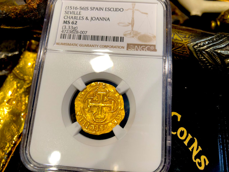 Spain 1 Escudo 1516-56 "Mint State Carlos & Johanna" NGC 62 5
