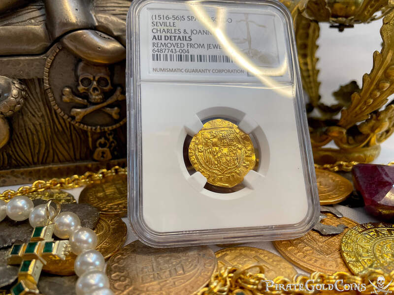 Spain 1 Escudo 1516-56 "Great Details" NGC AU 5
