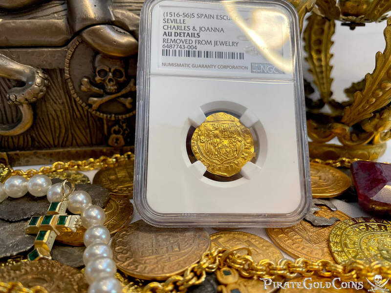 Spain 1 Escudo 1516-56 "Great Details" NGC AU 6
