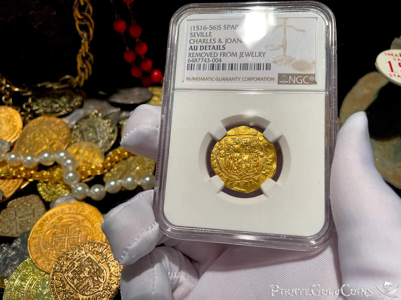 Spain 1 Escudo 1516-56 "Great Details" NGC AU 19