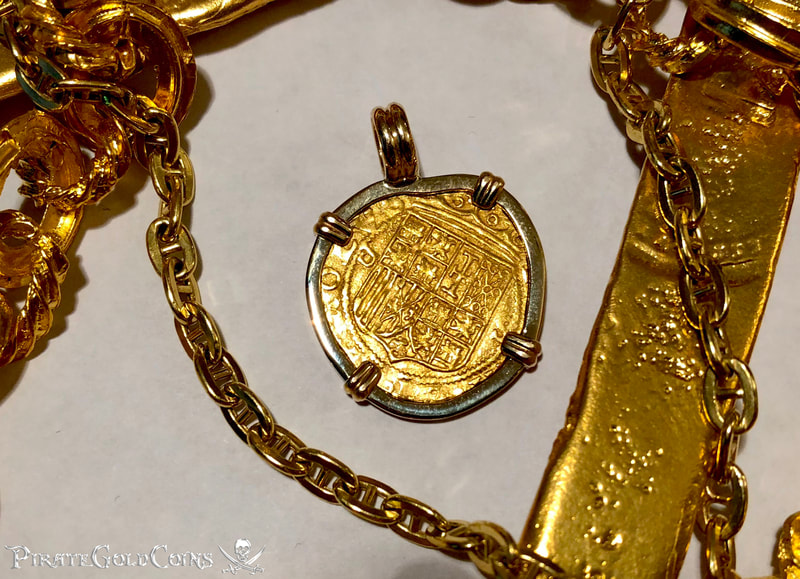 Authentic Spain 1 Escudo 1556-98 Gold Pendant Shipwreck Jewelry Treasure Coin 7