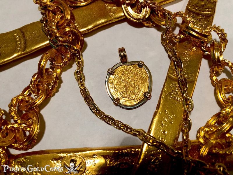 Authentic Spain 1 Escudo 1556-98 Gold Pendant Shipwreck Jewelry Treasure Coin 8