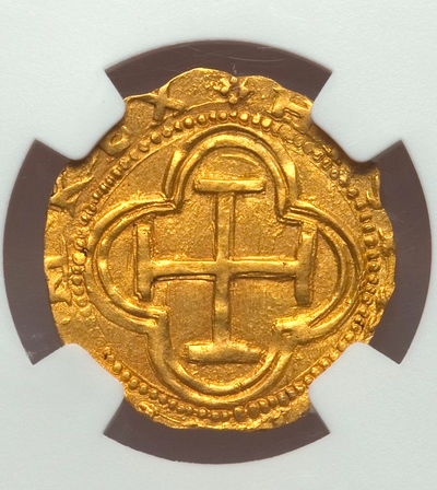 Spain  1 Escudo  1556-80  "Golden Fleece Shipwreck Era"  NGC UNC Dets 6