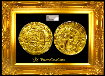 Spain  2 Escudos  1556-98  "Full Crown"  NGC 62 4