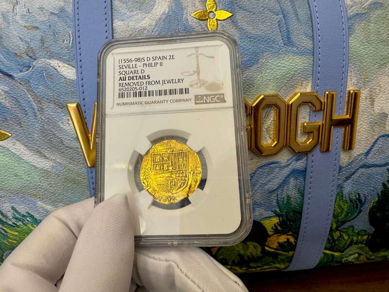 Spain 2 Escudos 1556-98 "Philip II" NGC AU 4