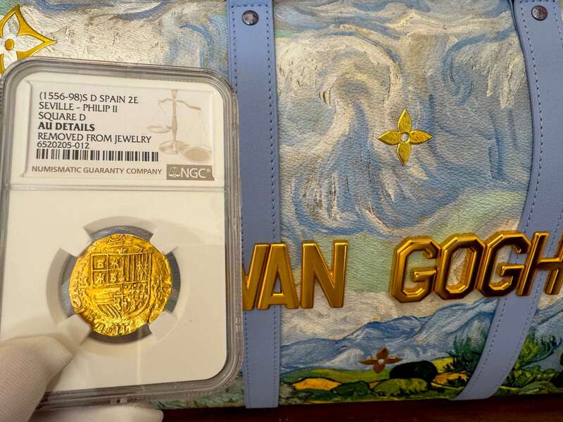 Spain 2 Escudos 1556-98 "Philip II" NGC AU 9