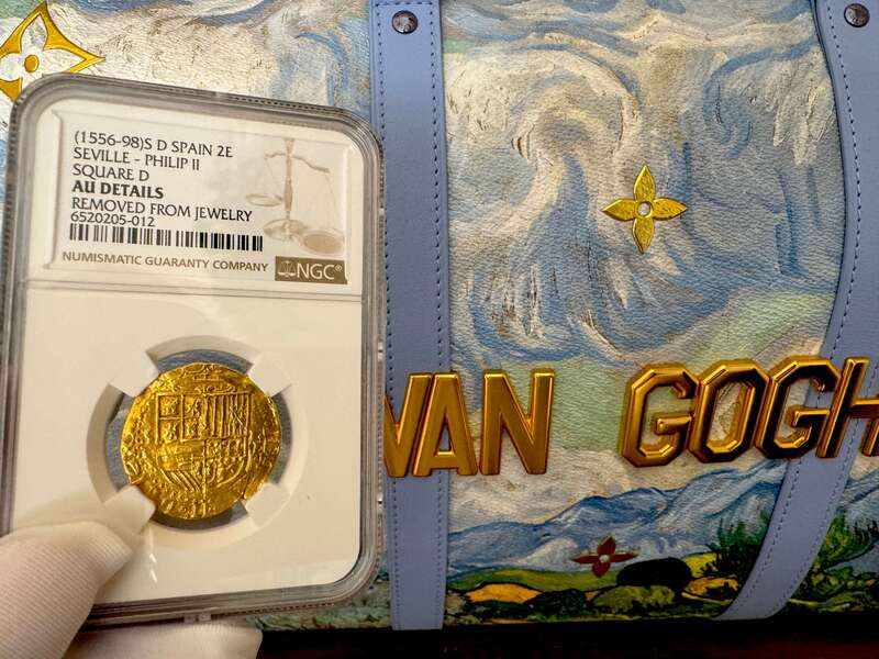 Spain 2 Escudos 1556-98 "Philip II" NGC AU 10