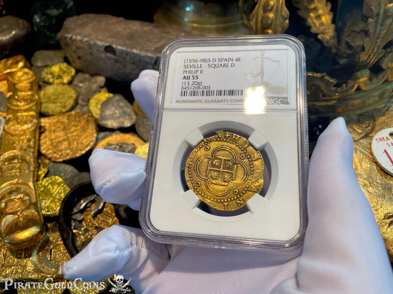 Spain 4 Escudos 1556-98 "Trophy Piece" NGC 55 2