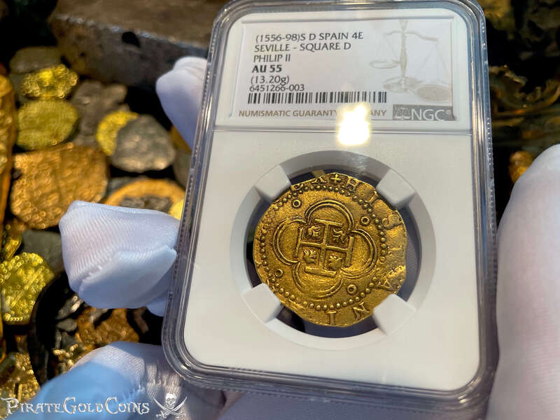 Spain 4 Escudos 1556-98 "Trophy Piece" NGC 55 3