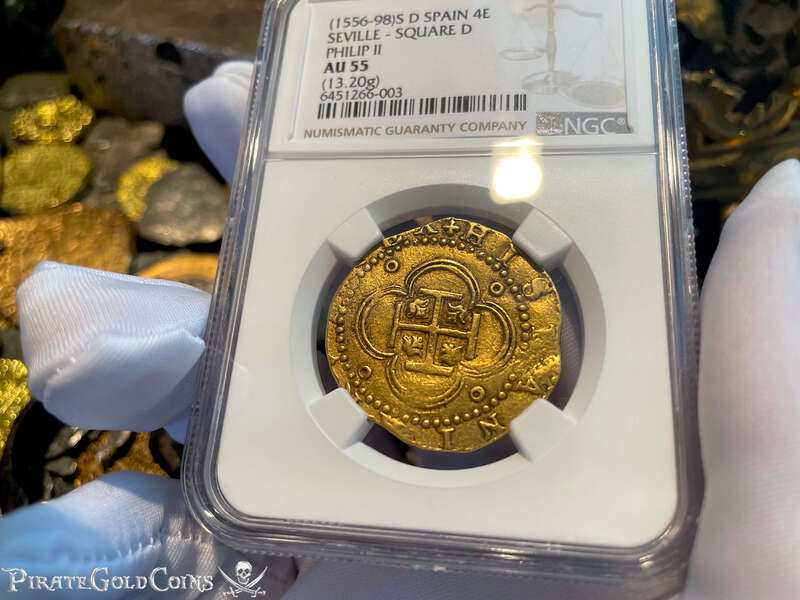 Spain 4 Escudos 1556-98 "Trophy Piece" NGC 55 4