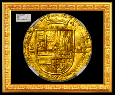 Spain  4 Escudos  1556-98  "Finest Known"  Philip II  NGC 65 2