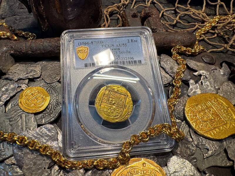 Spain 2 Escudos 1566-87 "Philip II" PCGS 55 13