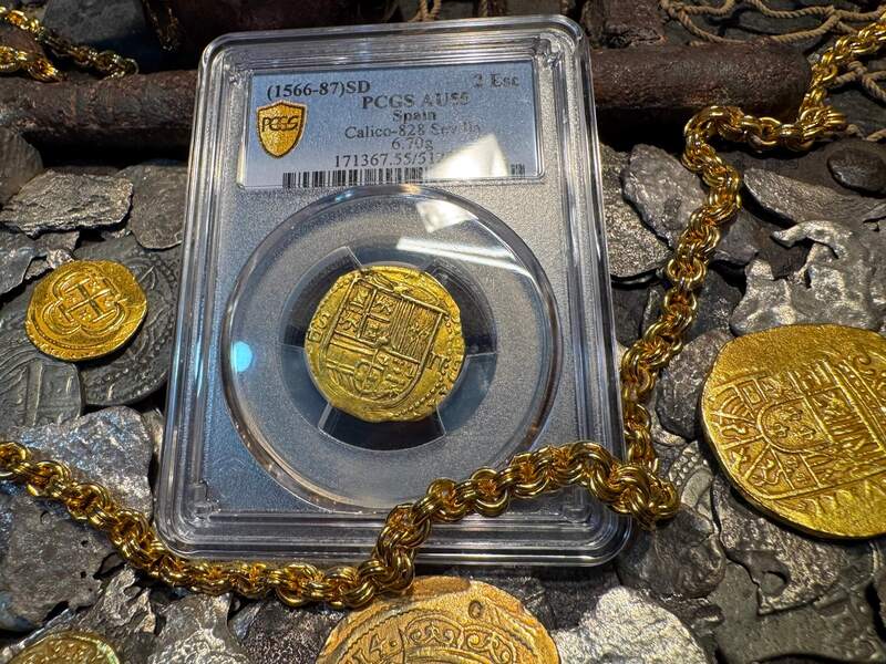 Spain 2 Escudos 1566-87 "Philip II" PCGS 55 16