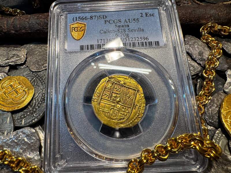 Spain 2 Escudos 1566-87 "Philip II" PCGS 55 23