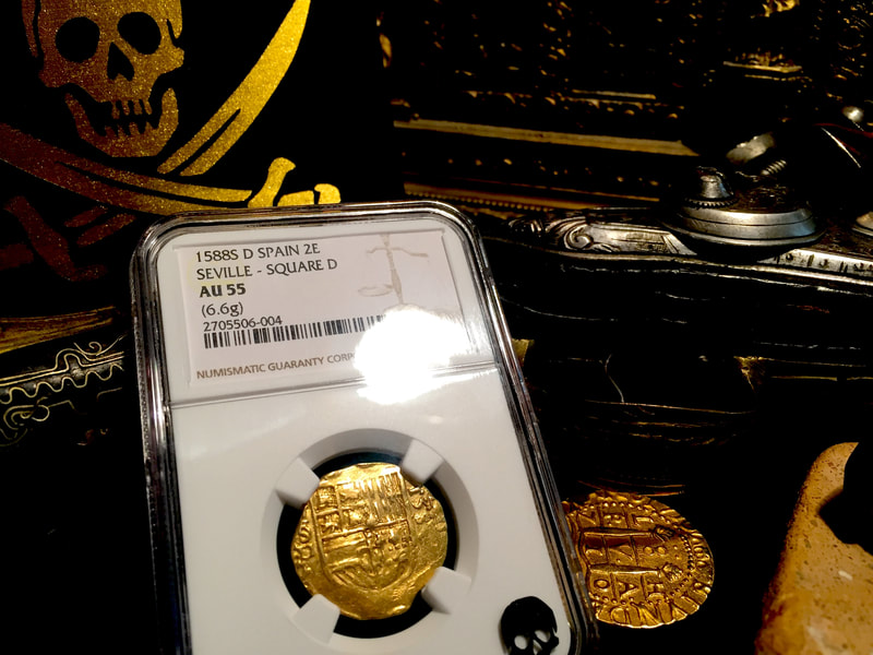 Spain  2 Escudos  1688  "Full Date"  NGC 55  Only 1 Known!  Gold Doubloon 2