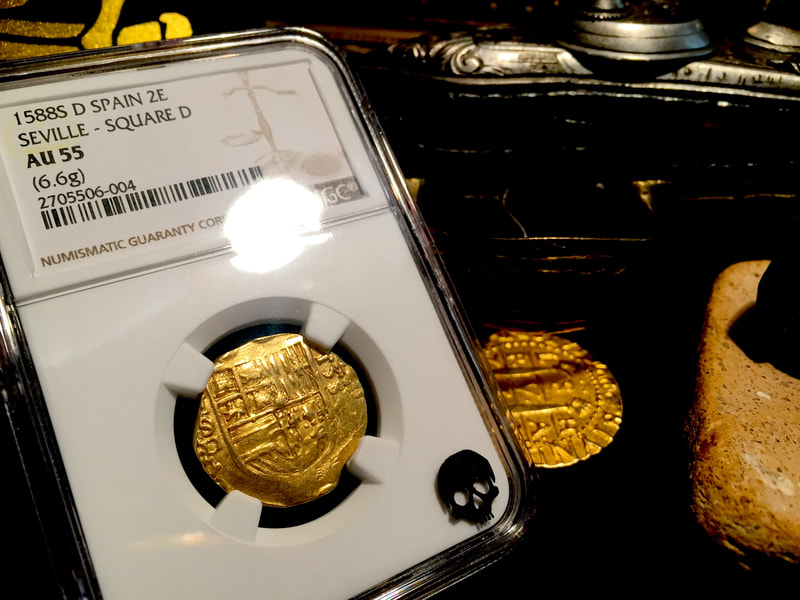 Spain  2 Escudos  1688  "Full Date"  NGC 55  Only 1 Known!  Gold Doubloon 3