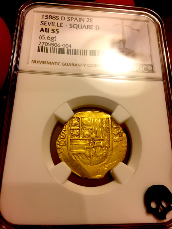 Spain  2 Escudos  1688  "Full Date"  NGC 55  Only 1 Known!  Gold Doubloon 9