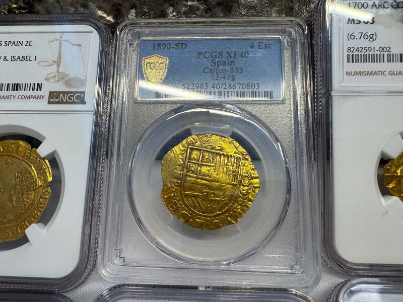 Spain 4 Escudos 1590 "Full 4 Digit Date" PCGS 40 14