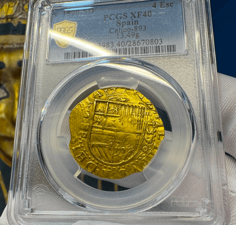 Spain 4 Escudos 1590 "Full 4 Digit Date" PCGS 40 4