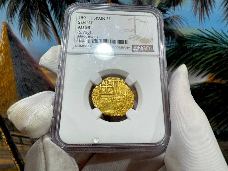 Spain 2 Escudos 1591 "Date!" NGC 53 16