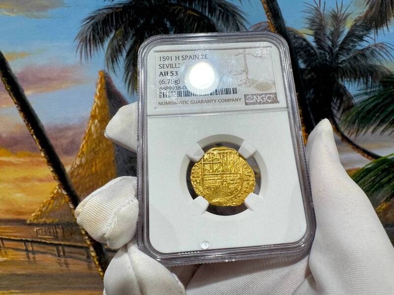 Spain 2 Escudos 1591 "Date!" NGC 53 17