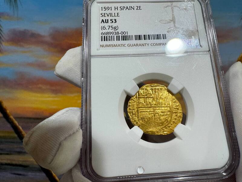 Spain 2 Escudos 1591 "Date!" NGC 53