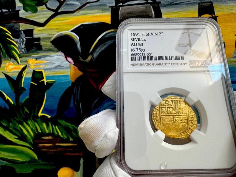 Spain 2 Escudos 1591 "Date!" NGC 53 21