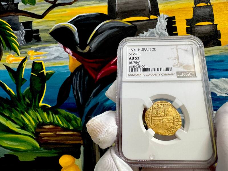 Spain 2 Escudos 1591 "Date!" NGC 53 23