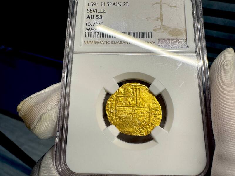 Spain 2 Escudos 1591 "Date!" NGC 53 10