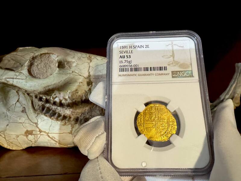 Spain 2 Escudos 1591 "Date!" NGC 53 14