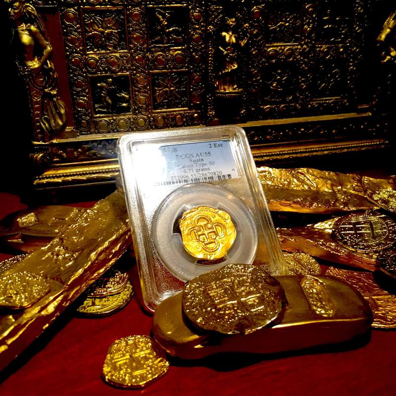 Spain 2 Escudos 1591-1597 PCGS 55 2