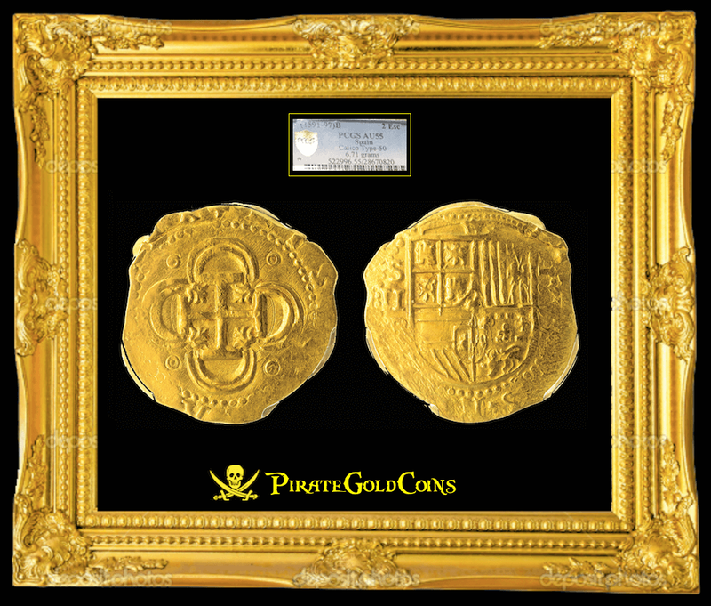 Spain 2 Escudos 1591-1597 PCGS 55