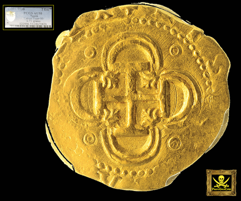 Spain 2 Escudos 1591-1597 PCGS 55 6