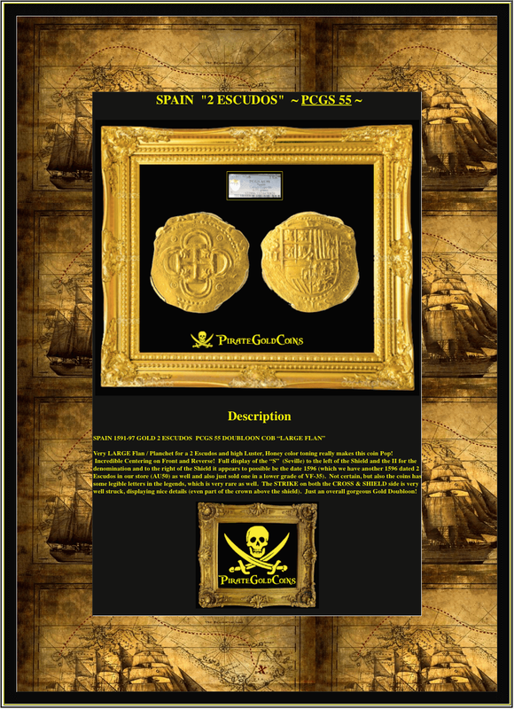 Spain 2 Escudos 1591-1597 PCGS 55 7