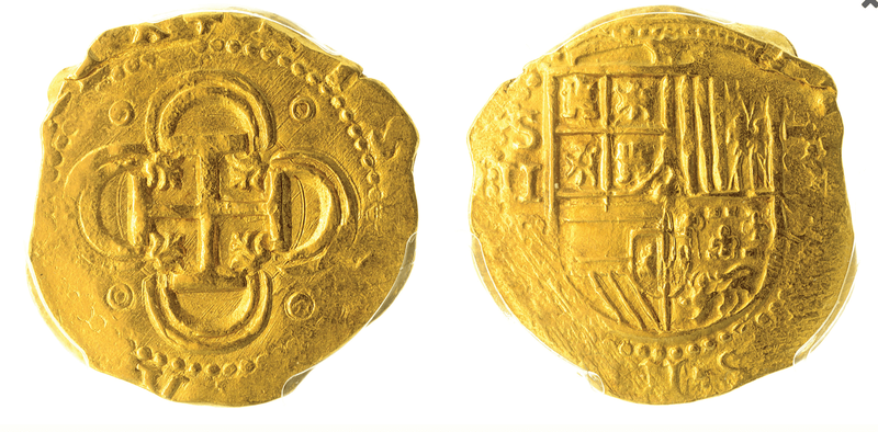 Spain 2 Escudos 1591-1597 PCGS 55 9