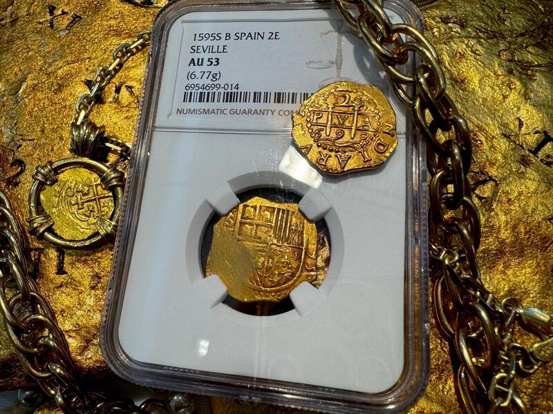Spain 2 Escudos 1595 "Dated" NGC 53
