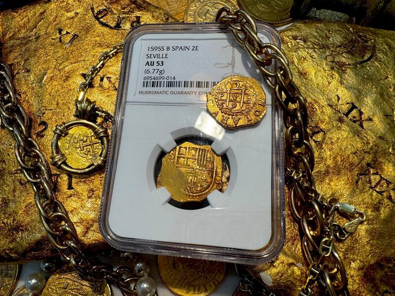 Spain 2 Escudos 1595 "Dated" NGC 53 9