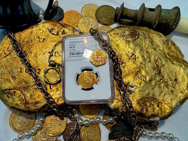 Spain 2 Escudos 1595 "Dated" NGC 53 7