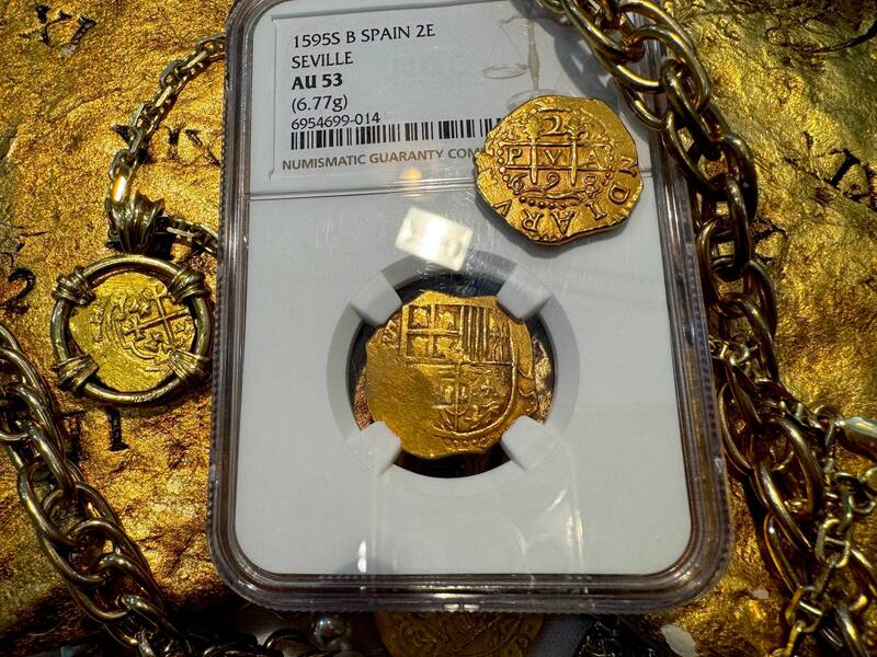 Spain 2 Escudos 1595 "Dated" NGC 53 6