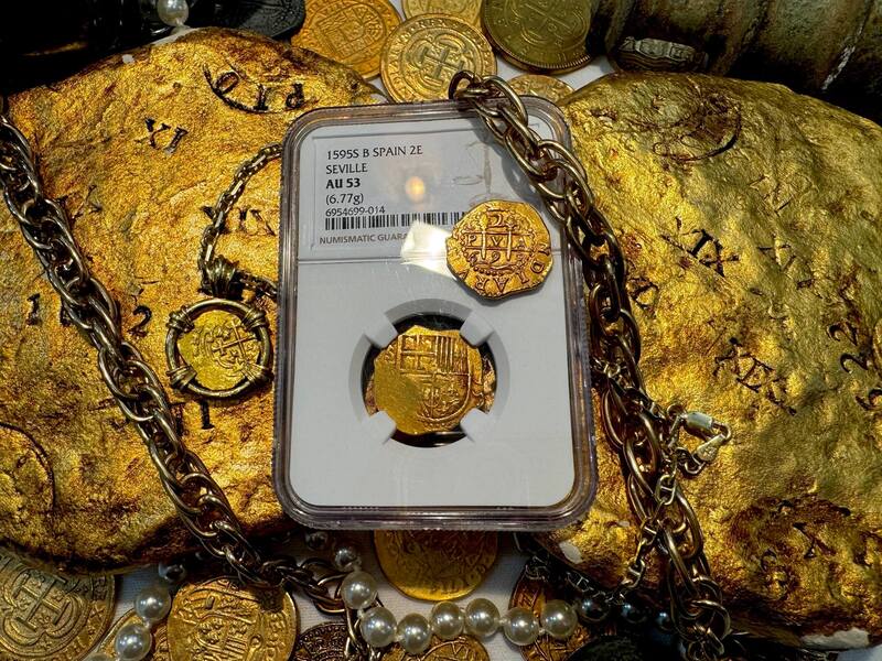 Spain 2 Escudos 1595 "Dated" NGC 53 5
