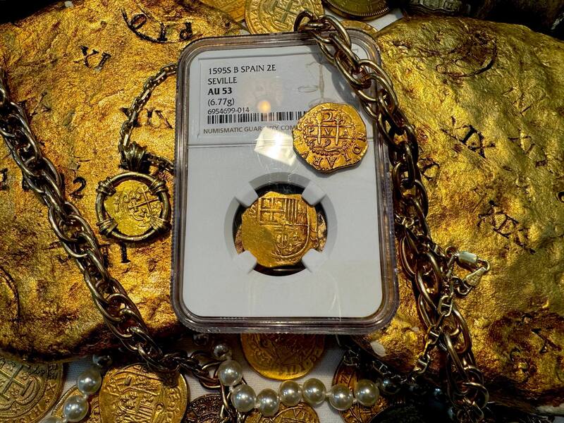 Spain 2 Escudos 1595 "Dated" NGC 53 4