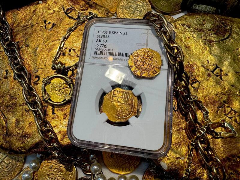 Spain 2 Escudos 1595 "Dated" NGC 53 3