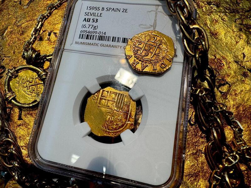 Spain 2 Escudos 1595 "Dated" NGC 53 2