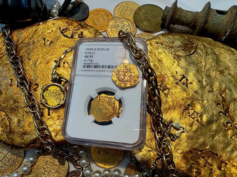 Spain 2 Escudos 1595 "Dated" NGC 53 12